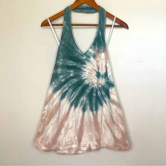 Torrid Green Tye Dye Foxy V Neck Halter Top 0 XL 12 - Picture 3 of 5